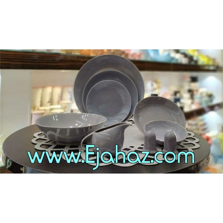 سرویس غذاخوری 30 پارچه چینی سرامیک رنگی طوسی کلارا رومز